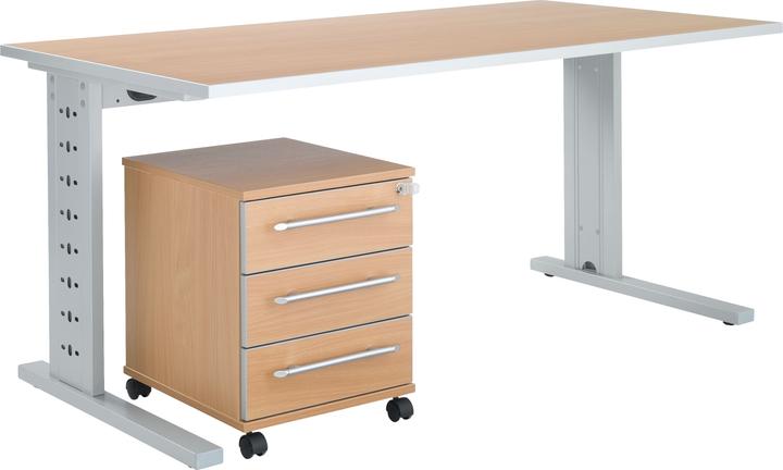 Produktbild Schäfer Shop Select Büromöbelset 2-tlg. Moxxo IQ Schreibtisch B 1600 x T 800 mm, C-Fuss + Rollcont...