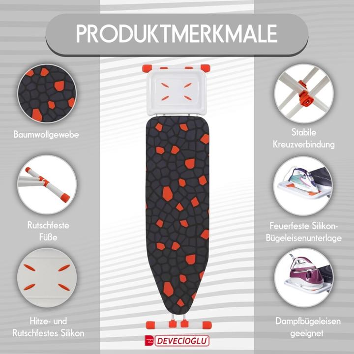 Actual product image Harbinger Ironing board, iron shelf, ironing board cover 36X114cm, height 50-80cm, black (114 x 36 cm)