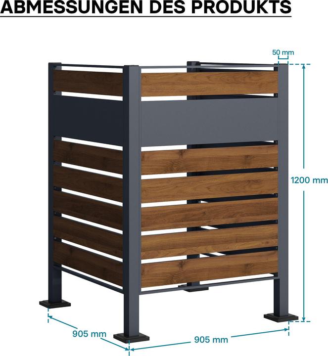 Produktbild Wiltec Mülltonnenzaun für eine Tonne Holzoptik Mülltonnenbox 60-240l Sichtschutz