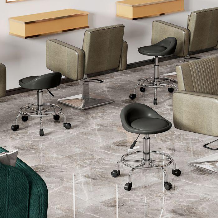 Produktbild Swisshandel24 Rollhocker höhenverstellbar mit Rückenlehne Drehhocker 59-75 cm Arbeitshocker