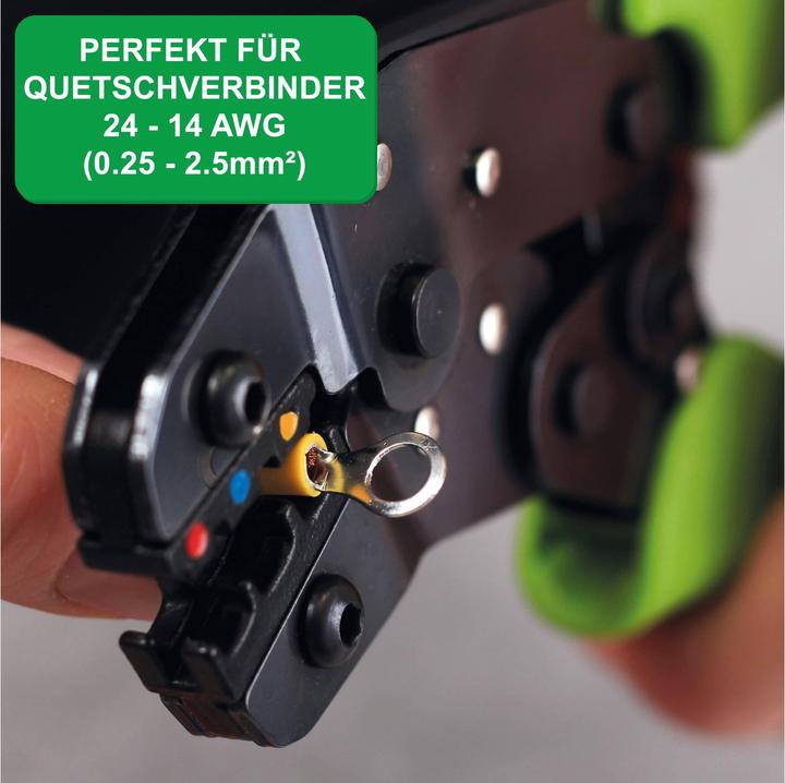 Produktbild Quadrios Multifunktions-Crimpzange für isolierte Kabelschuhe mit Quetschverbinder-Set
