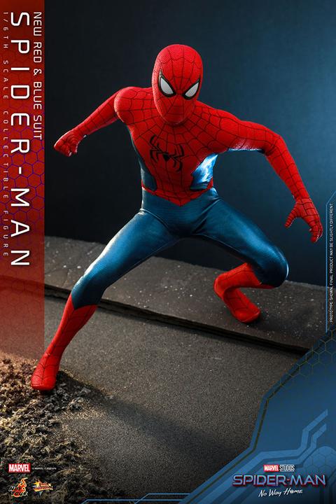 Productafbeelding Hot Toys Spider-Man: No Way Home beeldje Movie Masterpiece 1/6 Spider-Man (nieuw rood en blauw pak) 28 cm