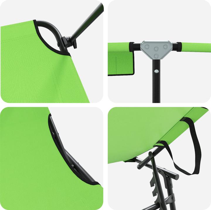 Produktbild VidaXL Faltliege 2 Stück mit Sonnendach Grün 600D Oxford-Stoff (56 cm)