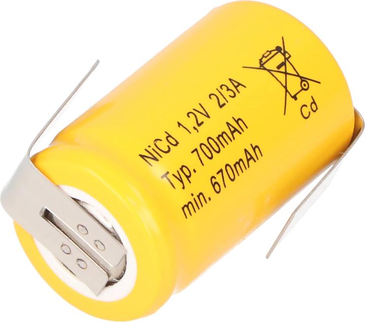 Produktbild Mexcel Spezial-Akku 2/3 A Z-Lötfahne (1.20 V, 670 mAh)