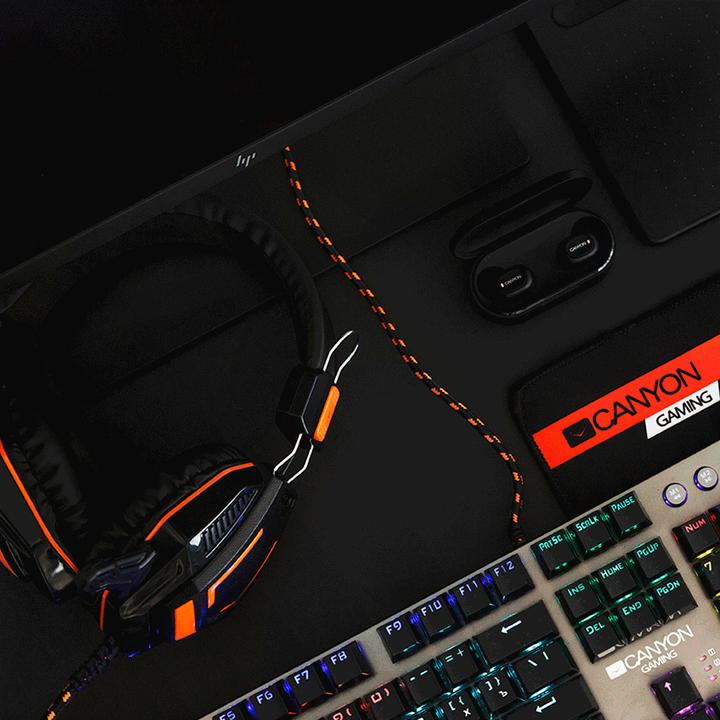 Produktbild Canyon Gaming Headset mit 3,5 mm Anschluss mit Mikrofon und Lautstärkeregler, Kabel 2 m, Schwarz CND (Kabelgebunden)