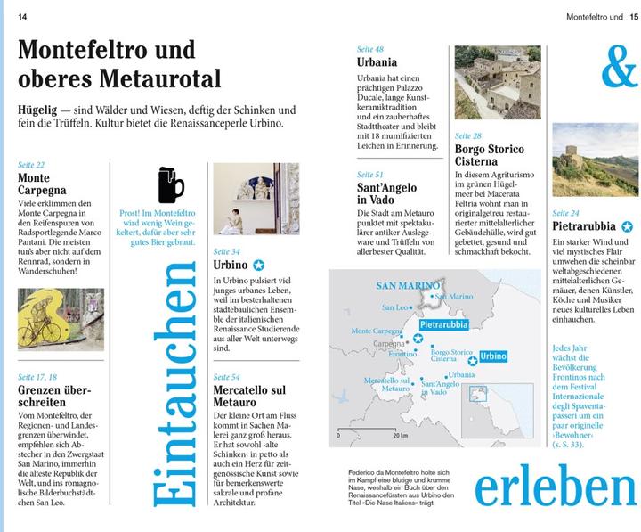 Actual product image Travel pocket book travel guide Marche, Italian Adriatic Sea (German, Annette Krus-Bonazza)