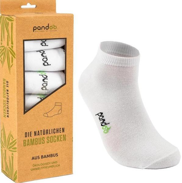 Pandoo Bambus-Sneakersocken, 6 Stück, 35-38, weiss (6er Pack, 35 - 38)