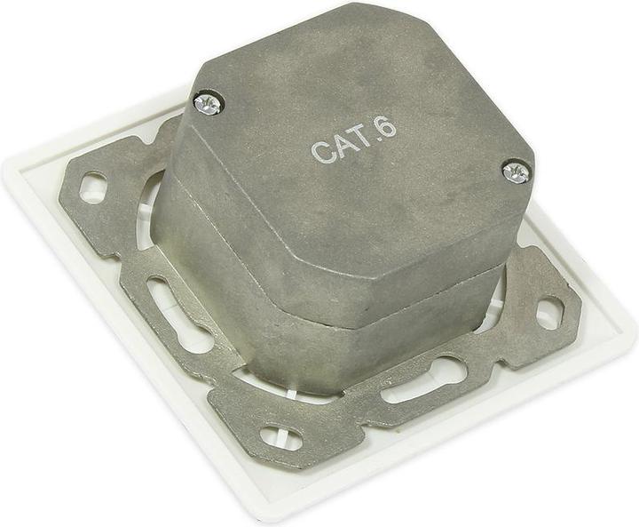 Produktbild Good Connections Netzwerkdose Cat. 6, 2xRJ45, geschirmt, universal inkl. Aufputzgehäuse, DESIGNFÄHIG, vertikale Kabel