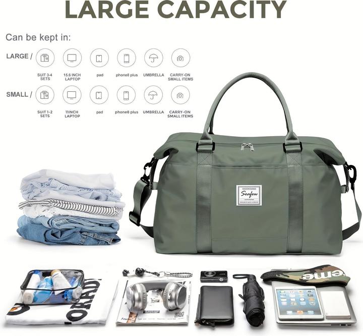 Actual product image Only-Bags.Store Large Capacity Travel Overnight Bag, Solid Colour Versatile Duffle Bag, Lightweight Business Trip