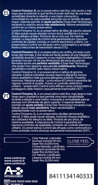 Productafbeelding Control Finissimo Xtra Large" 12 ultradunne XXL condooms voor supergevoelige veilige seks. (12 Pcs.)