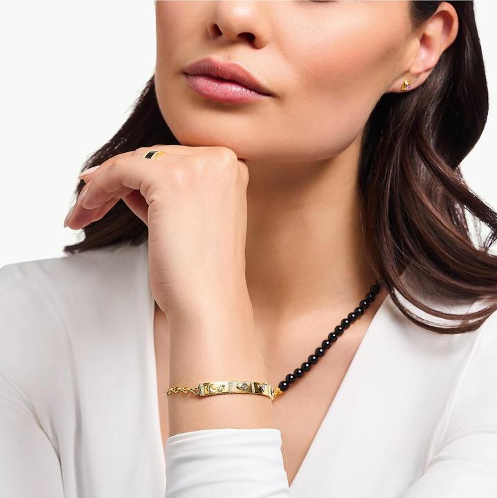 Immagine prodotto Thomas Sabo Bracciale con simboli cosmici e pietre colorate placcato oro (19 cm, Argento)