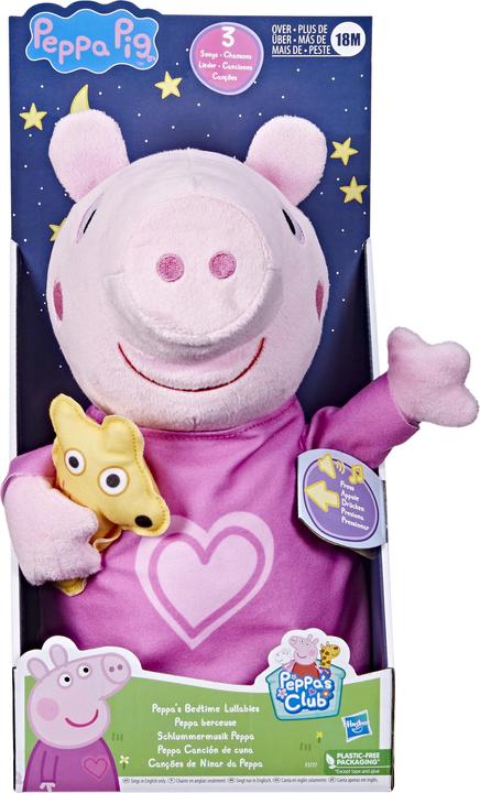 Productafbeelding Hasbro Sluimermuziek Peppa, zingende pluche pop met teddybeer als accessoire, 3 liedjes, 3 engli (28 cm)