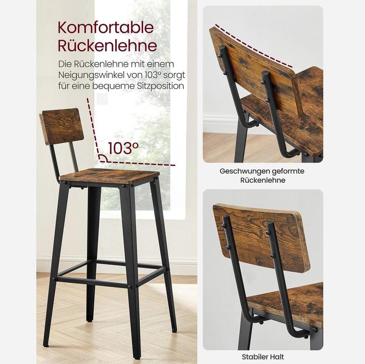 Actual product image Vasagle 2 bar stools LBC078B01 brown