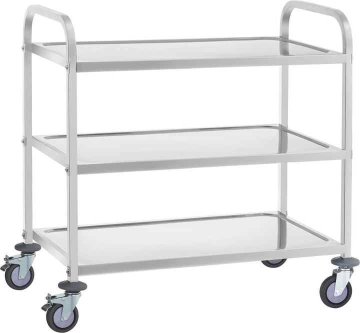 Royal Catering Chariot de service en acier - 3 plateaux - 150 kg max. - 2 freins