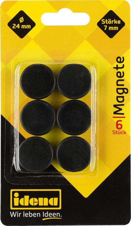 Idena Magnete rund 6 Stück, schwarz, Ø24mm (6 x)