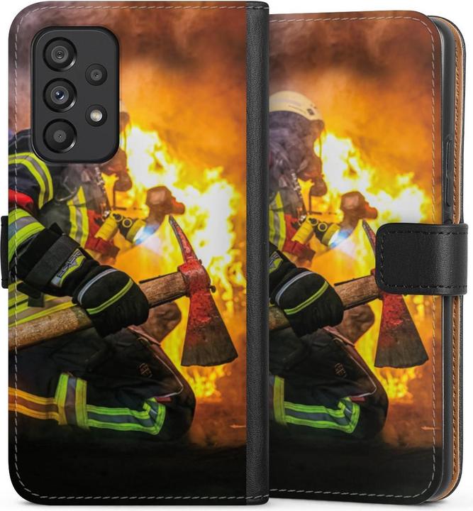 Produktbild DeinDesign Tasche für Samsung Galaxy A53 5G Handy Flip Case Wallet Cover Handytasche Leder Feuer Feuerwehr (Samsung Galaxy A53 5G)