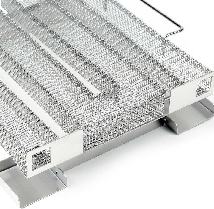 Actual product image Wiltec BBQ Cold Smoke Generator 22.5x22.5x5.5cm Tray of Stainless Steel to Cure Meat, Fish, Cheese, Veg etc