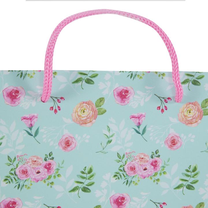 Produktbild Idena Geschenktasche Blumen Kupferpapier 128g/m² blau 18x23x8cm (Geschenkbox)