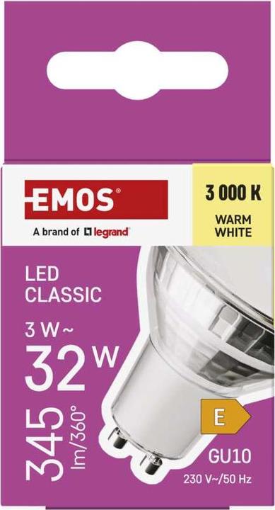 Produktbild Emos LED Lampe Classic MR16 Silber/ GU10 / 3 W (32 W) / 345 lm / Warmweiss (GU10, 3 W, 345 lm, 1 x, E)