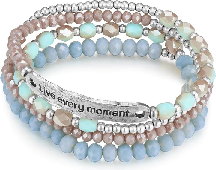 Lulu & Jane Damen Live every moment Messing Crystal silber - 29151 (19 cm, Messing)