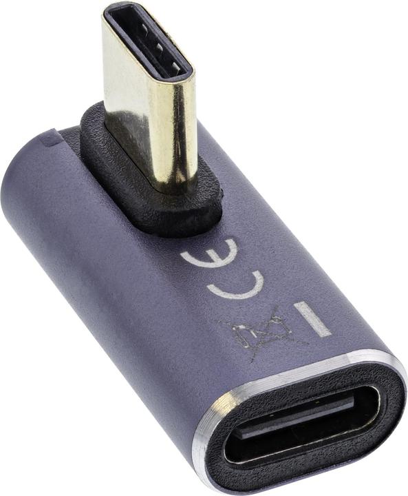 Productafbeelding InLine ® USB4 adapter, USB type-C stekker/aansluiting verticaal haaks rechts/links, aluminium, grijs (USB Type-C, 24 cm)