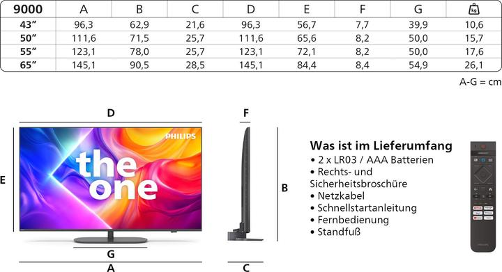 Produktbild Philips 65PUS9000/12 (65", PUS9000, QLED, 4K, 2025)