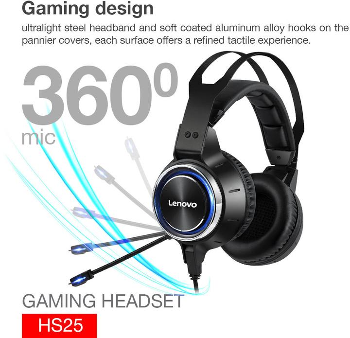 Actual product image Lenovo Gaming Headphones HS25 (Cable)