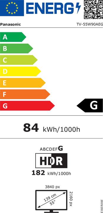 Energy Label Panasonic TV-55W90AEG (55", LCD, UHD, 2024)