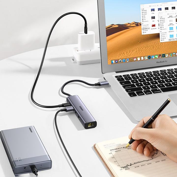 Produktbild Ugreen Gigabit Ethernet Adapter Hub mit USB PD (USB-C, 4 Ports)