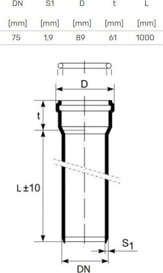 Image du produit Magnaplast HT-PP SOCKET PIPE 75, 1M BAL
