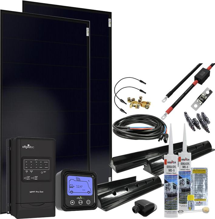 Offgridtec ® MobileBlack L 310W Sistema solare per camper 30A MPPT DUO Regolatore di carica OLP PERC Modulo (300 W)