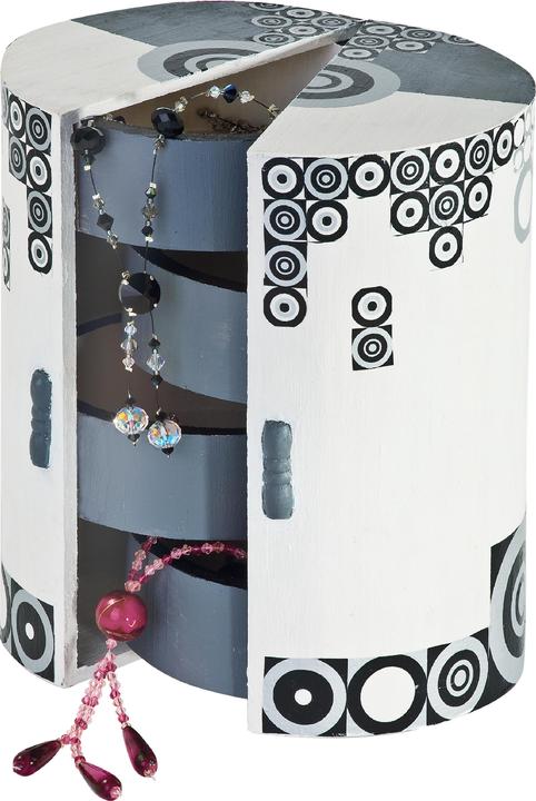Actual product image VBS Cabinet with 4 compartments, round, raw wood, Ø approx. 15 x H 20.5 cm