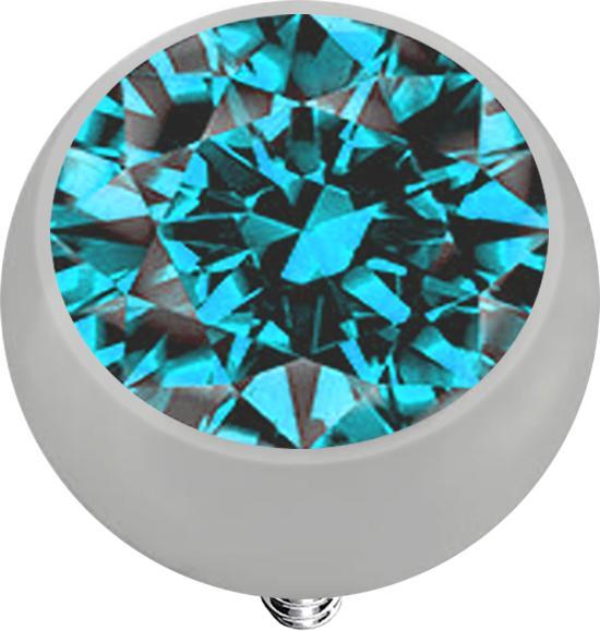 Actual product image Star Piercing Dermal Anchor Kugel silber mit Kristall aqua (Titanium)