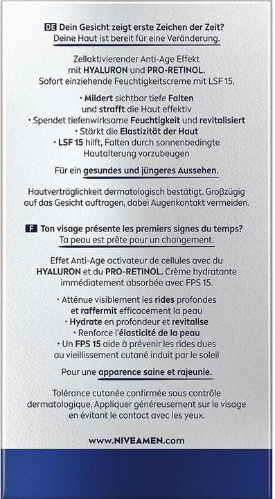 Produktbild NIVEA MEN Anti-Age Hyaluron (50 ml, 24h Creme, SPF 15)