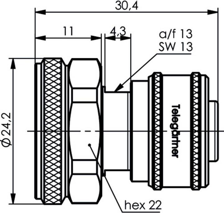 Image du produit Telegärtner Adaptateur 4.3-10 vers 2.2-5 (m-m) Screw Type vers