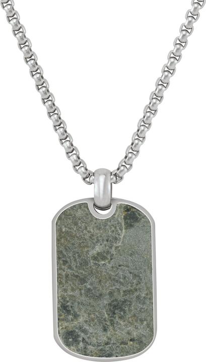 Jourdan Halskette aus Stahl, fossiler Stein (Fossilstein, Stahl)