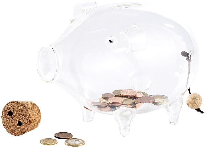 Actual product image Carlo Milano Deco XL piggy bank made of glass, 21 cm