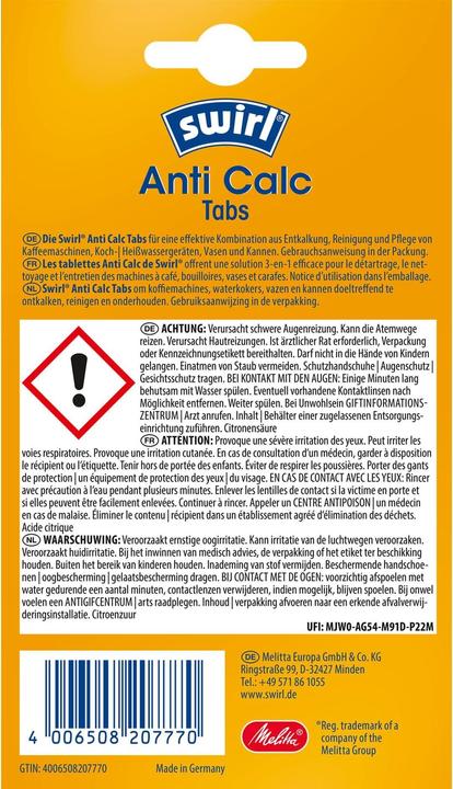 Immagine prodotto Swirl Decalcificante Anti Calc Tabs 4 pezzi (0 ml)
