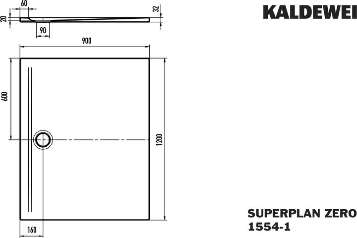 Produktbild Kaldewei Superplan Zero Duschfläche, 120x90cm, 35540001