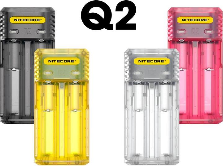 Nitecore Q2 - Schnelladegerät für Li-Ion Akkus, 2 Schachtlader - 4 Farben zur Auswahl (1 pcs., Chargers without battery)