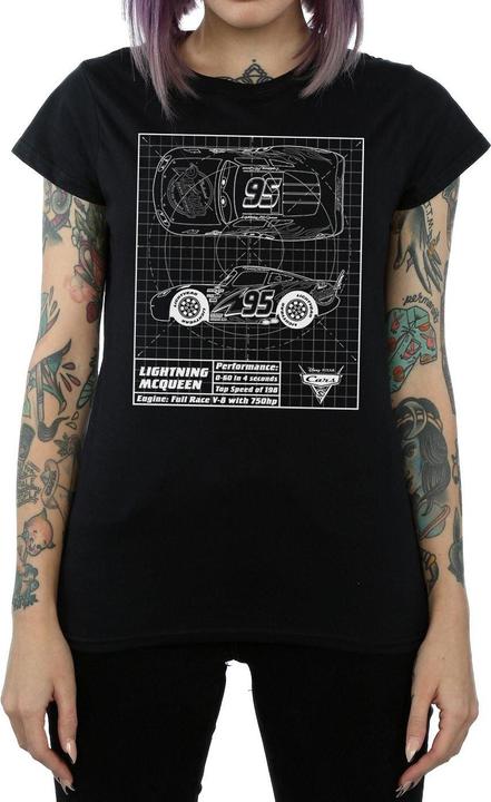 Immagine prodotto Disney Cars Lightning McQueen Blueprint Maglietta Donna (M)