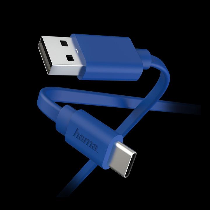 Image du produit Hama Câble USB plat 1 m 2.0 USB A USB C Bleu (1 m, USB 2.0)
