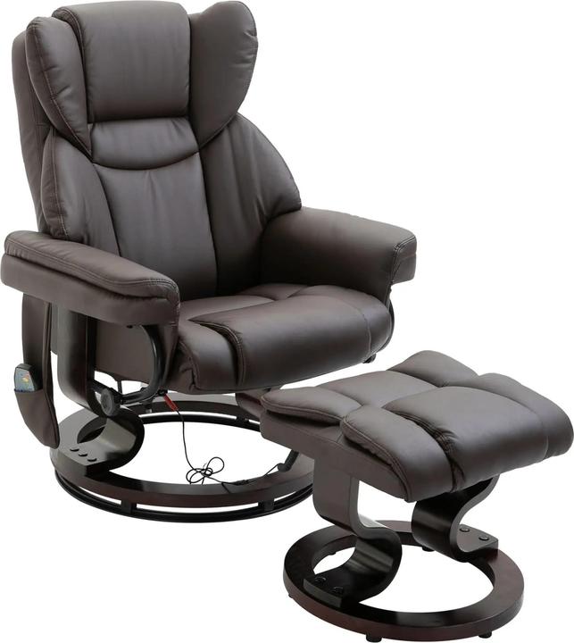 Immagine prodotto Swisshandel24 Poltrona relax poltrona massaggiante con poggiapiedi, funzione reclinabile in similpelle marrone