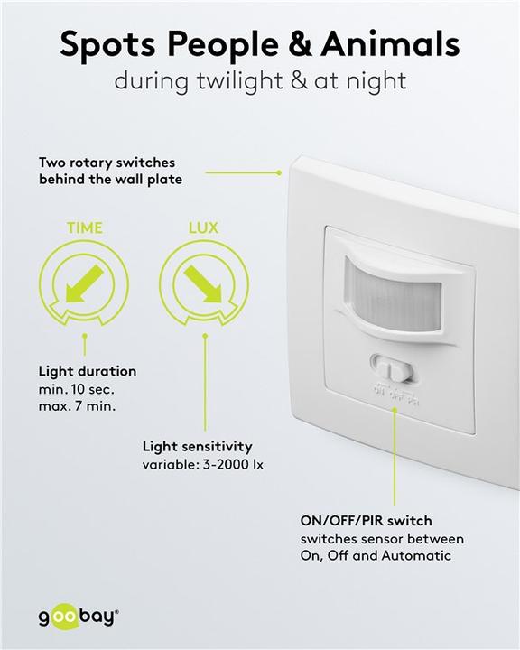 Image du produit Goobay Détecteur de mouvement PIR encastré (9 m)