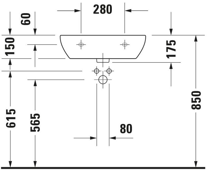 Produktbild Duravit Waschtisch D-CODE MED o ÜL m HLB 550x430mm ohne Hahnloch weiss (430 mm, 550 mm)