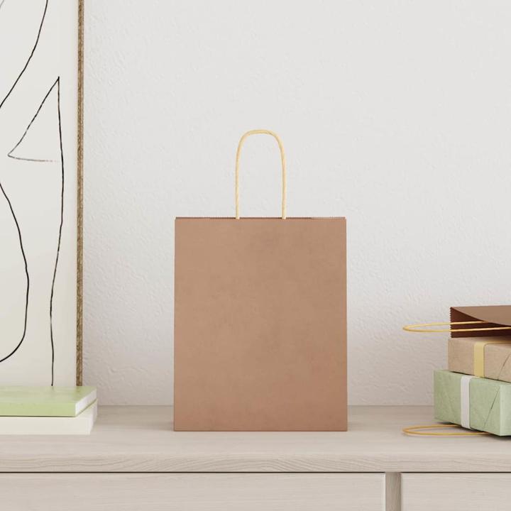 Immagine prodotto VidaXL Sacchetti di carta kraft 50 pezzi con manico marrone 18x8x22 cm (Borsa da regalo, 50 x)