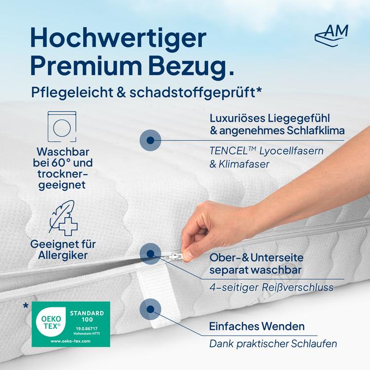 Produktbild AM Qualitätsmatratzen Premium 7-Zonen Partnermatratze (200 x 200 cm, Federkern)