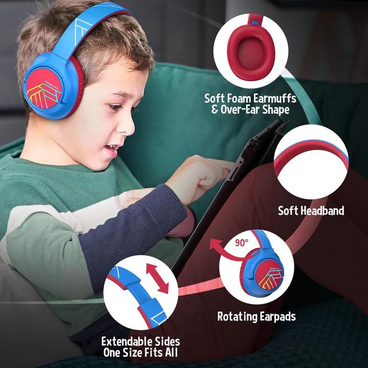 Actual product image PowerLocus Bobo Bluetooth-Kinderkopfhörer blau/rot