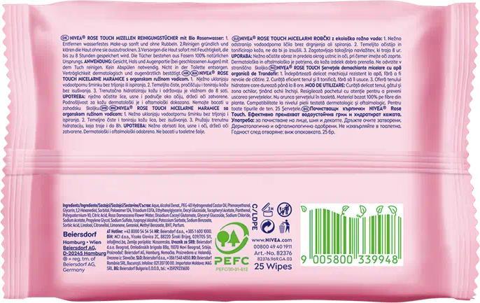 Actual product image NIVEA Rose Water Cleansing Wipes (Cleaning cloths)