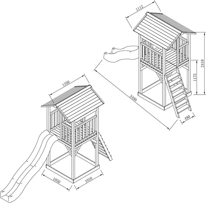 Produktbild Axi Beach Tower Spielturm Braun - Graue Rutsche